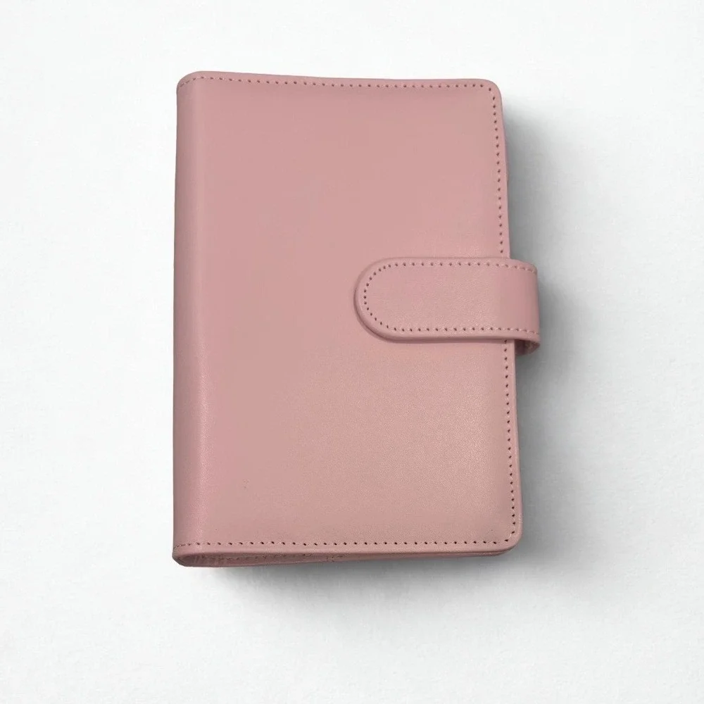 A6 Dusty Pink Faux Leather 6-Ring Binder Planner Personal Organizer Snap Closure